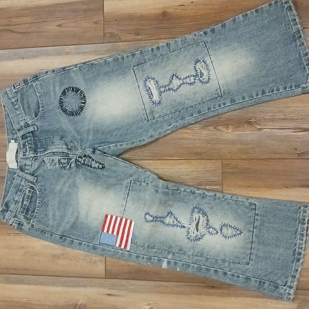 Womens Cochni Jeans Cropped with Patchwork Size 29 Italy.